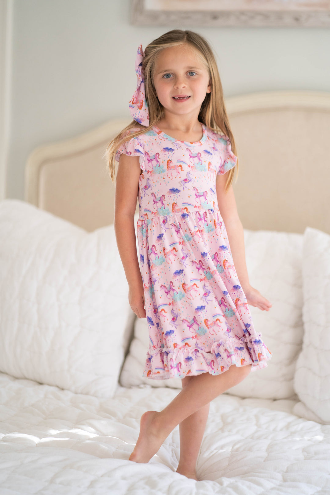 Magical Unicorns- Short Sleeve Twirl Dress