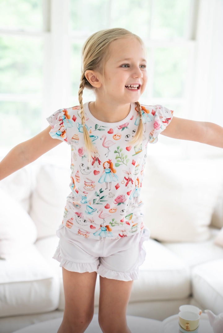 baby pink girls ruffle shorts