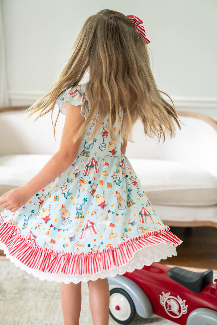 Take Me to the Circus – Girls’ Short Sleeve Twirl Dress