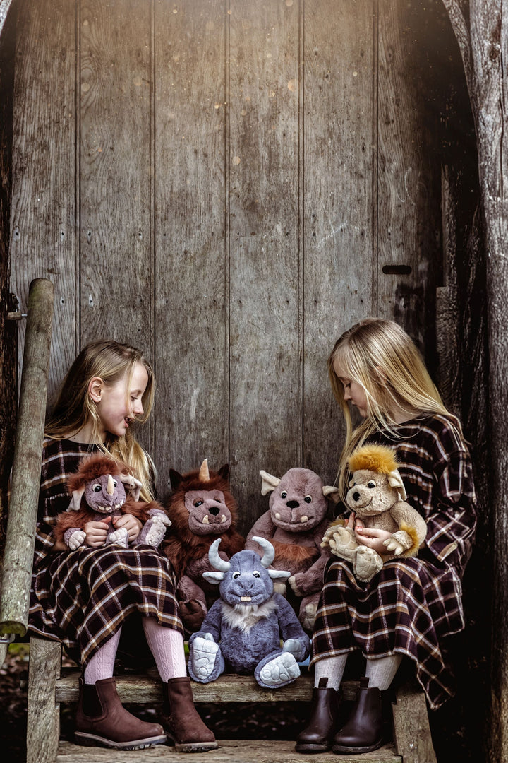 Charlie Bears Bearhouse giant plush display style photo with kids