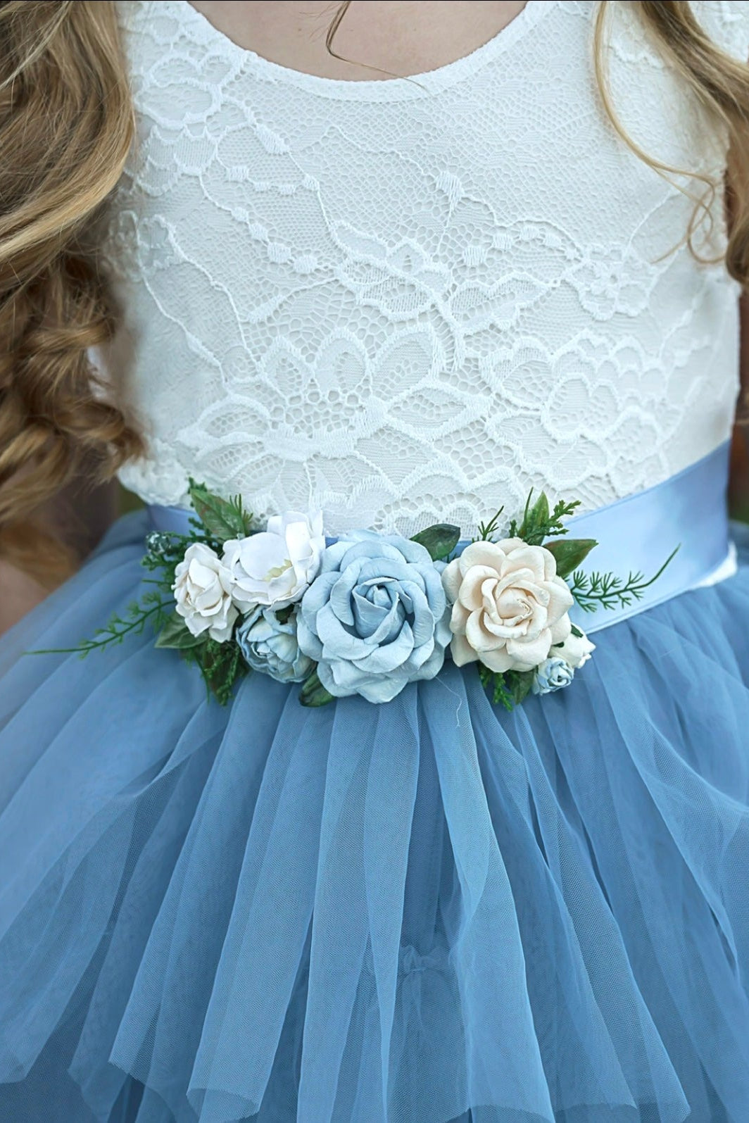 Bluebell Garden - Floral Sash flower girl dress