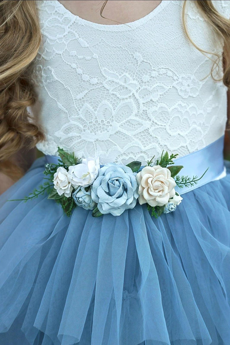 Bluebell Garden - Floral Sash flower girl dress