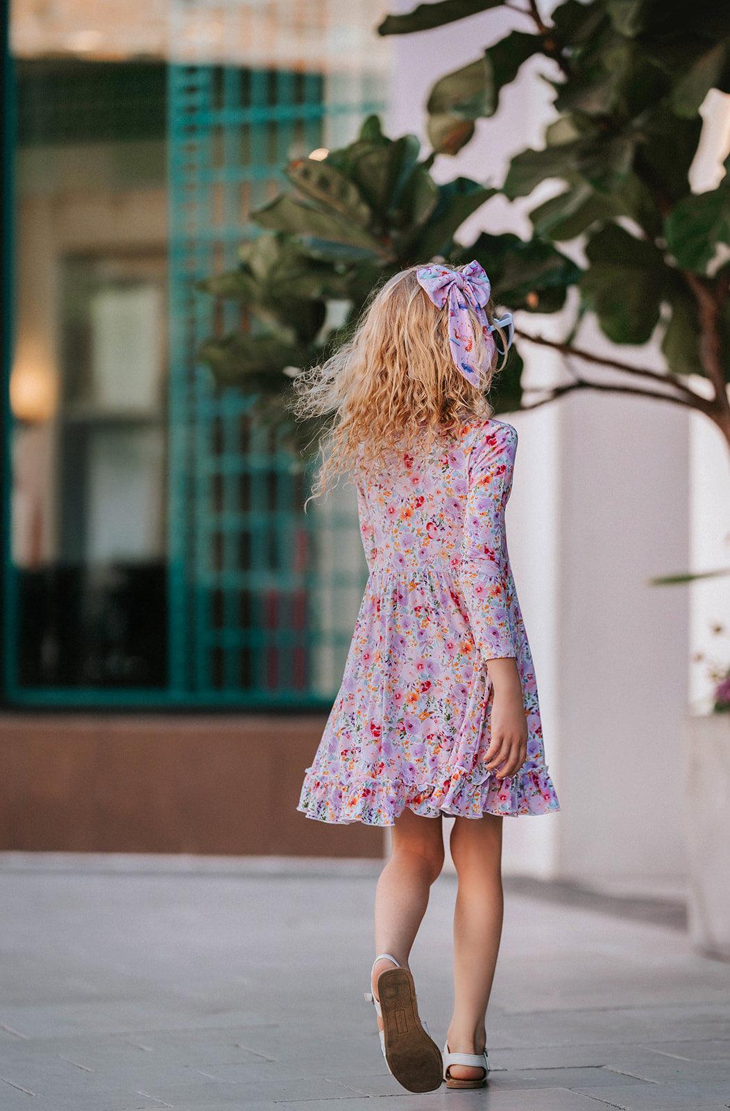 Long Sleeve Bamboo Girls Twirl Dress