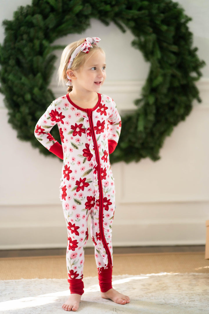 Petal Perfect Poinsettia - Zip-Up Pajamas