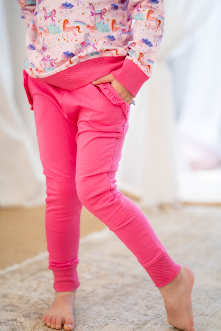 Hot Pink- Girls' French Terry Joggers