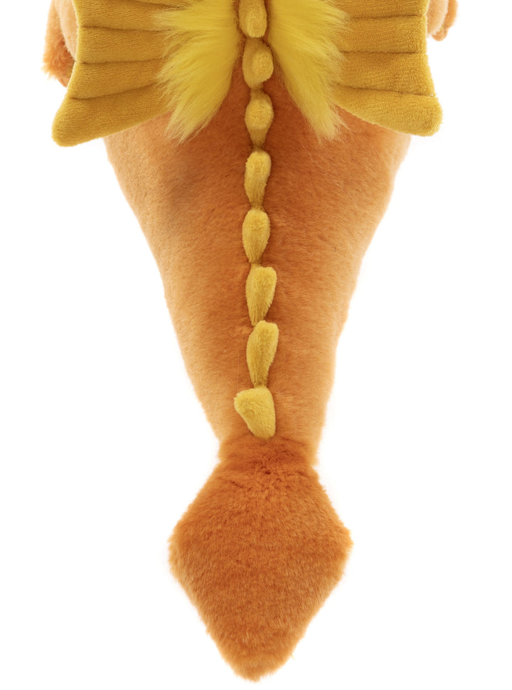 Diamonds dragon Charlie Bears plush close-up of tail and back spikes orange yellow Bearhouse