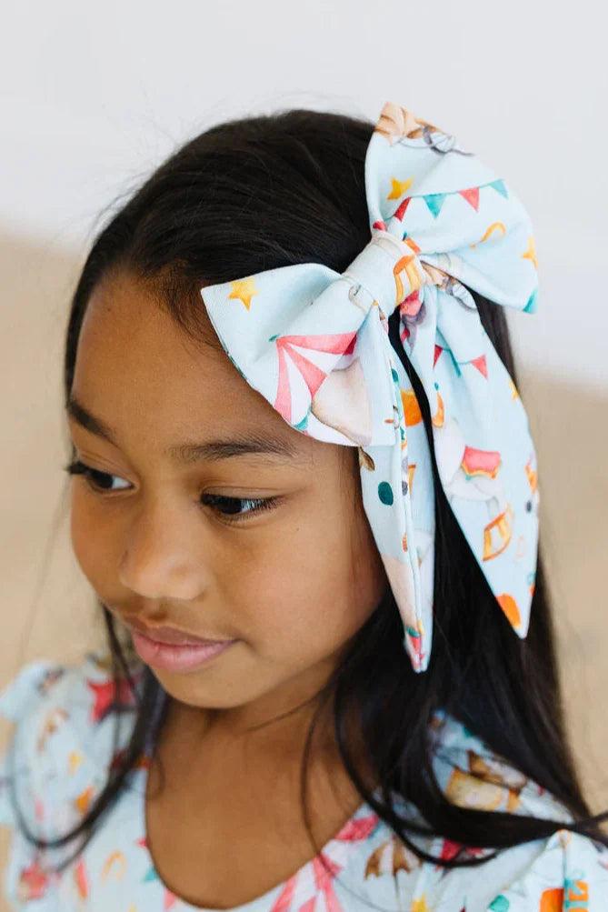 Large Bamboo Girls Hair Bow – Take Me to the Circus