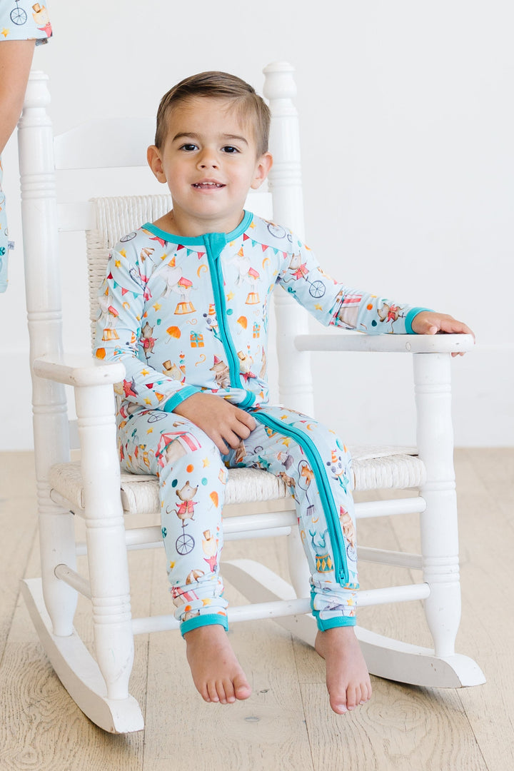 Take Me to the Circus - Bamboo Long Sleeve Zip-Up Pajama Romper