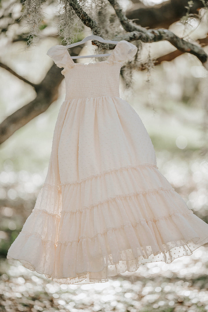 citrus cream flat lay girls swiss dot dress the orchard collection. 