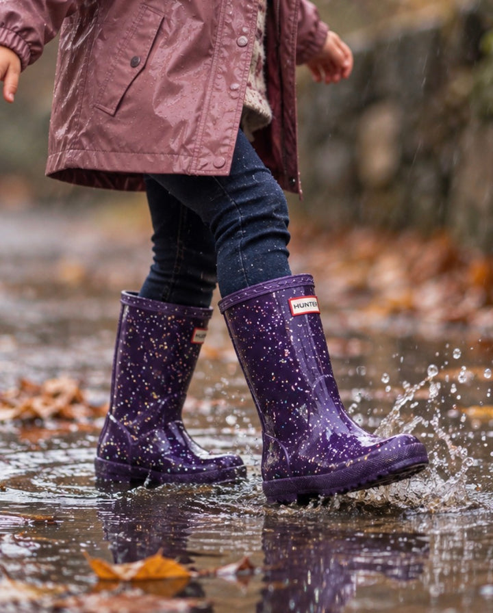 Hunter Boots Kids First Giant Glitter – Dark Purple