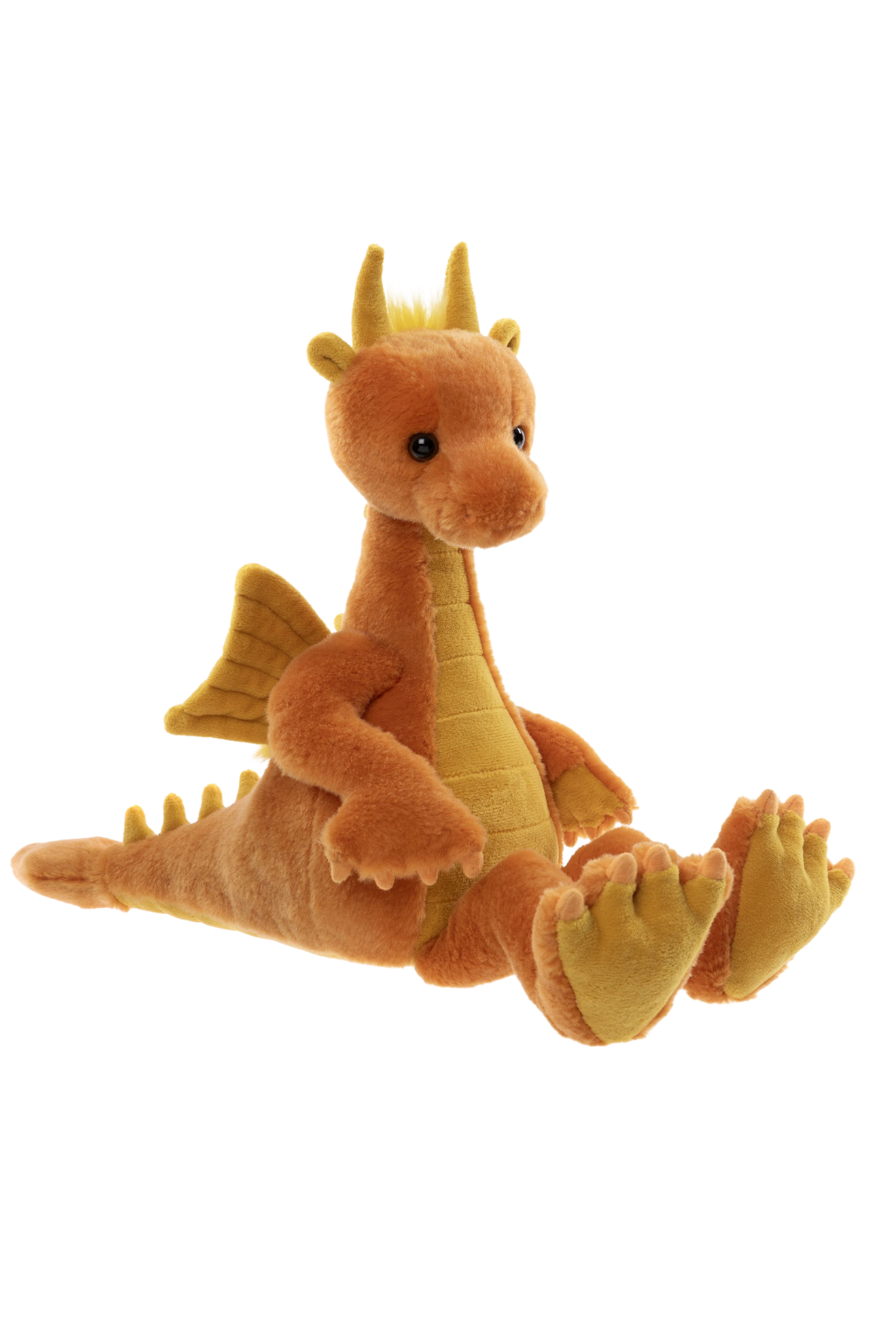 Product photo (front view sitting)
Diamonds the Dragon Charlie Bears Bearhouse plush dragon orange yellow sitting front view collectible stuffed animal