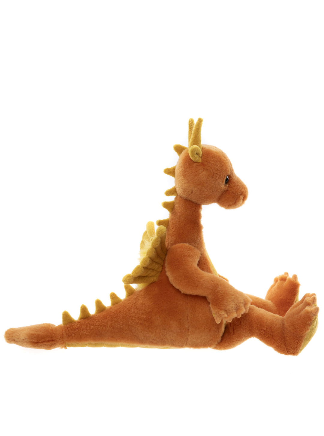Product photo (side view sitting)
Diamonds the Dragon Charlie Bears plush stuffed dragon side view orange yellow wings horns Bearhouse