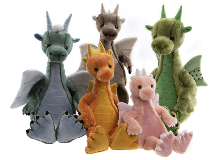 Charlie Bears Bearhouse dragon plush collection group photo Hearts Diamonds Clubs and friends