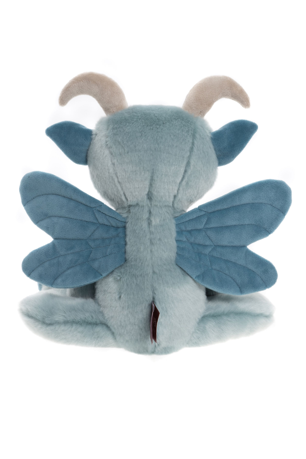 Drawbridge gargoyle plush toy  back view by Charlie Bears posed sitting with wings and curled horns