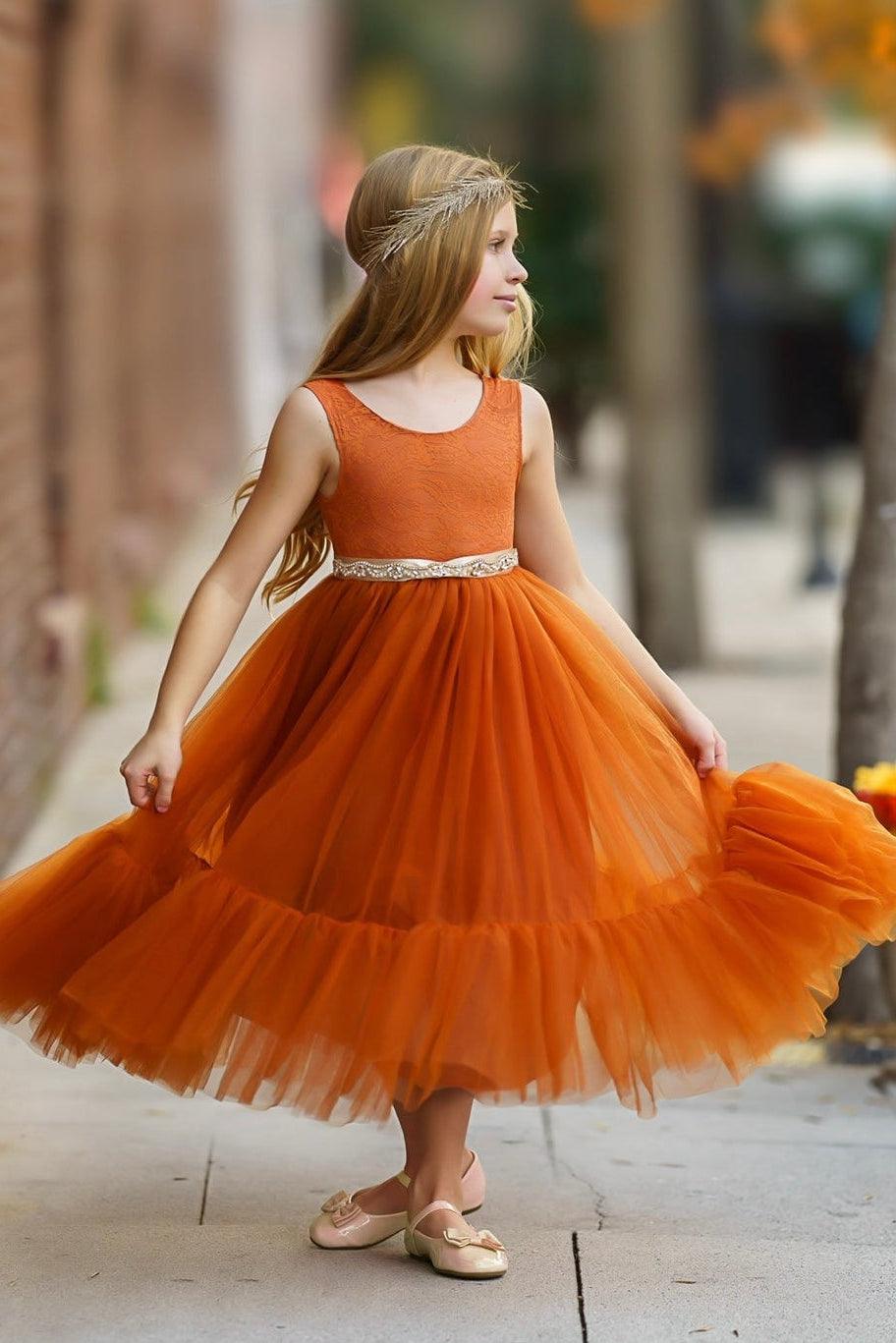 Fable - Flower Girl Dress Burnt Orange