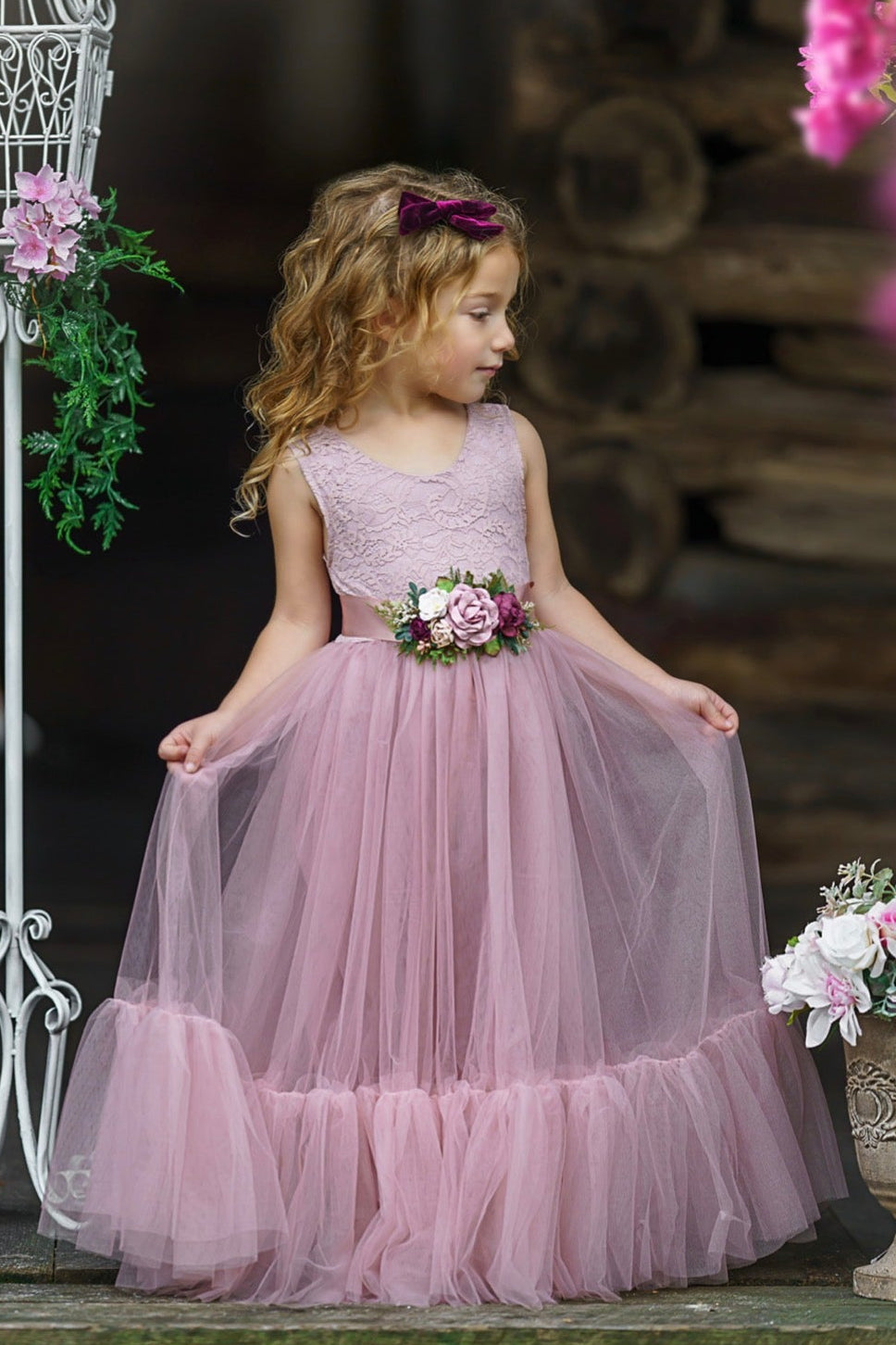 fall flower girl dresses Gerbera Glitter Tulle Princess Dress As she starts twirling around Pretty Blush Pink Floral Chiffon