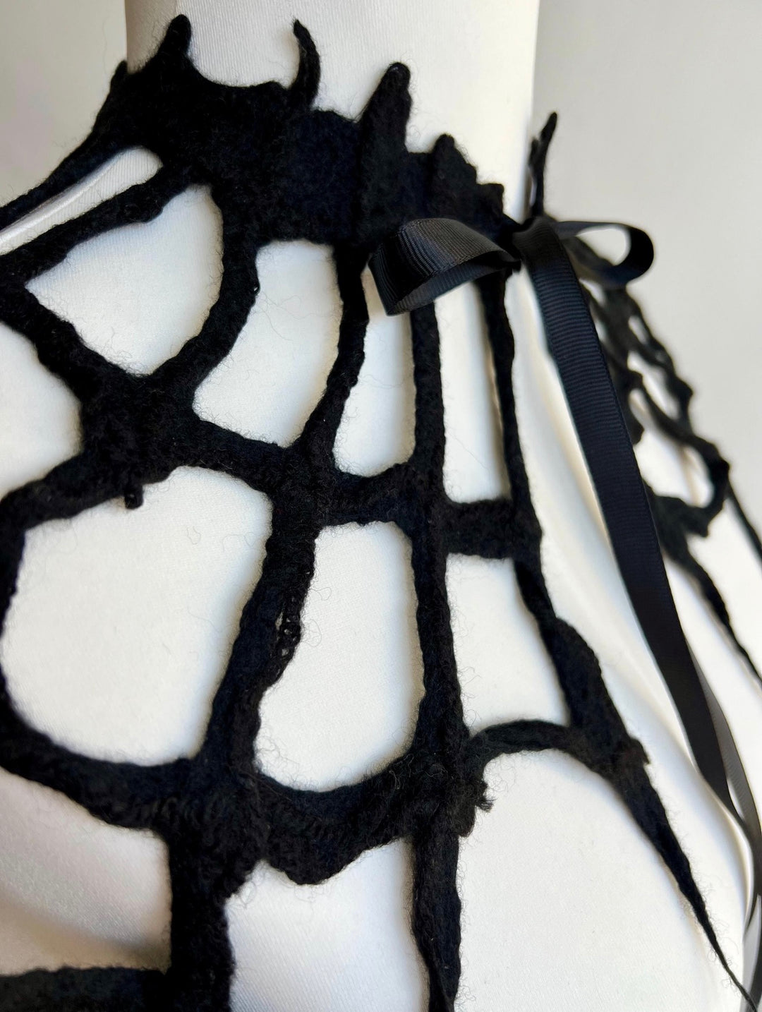 Merino Wool Spiderweb Capelet | Handmade Halloween Collar
