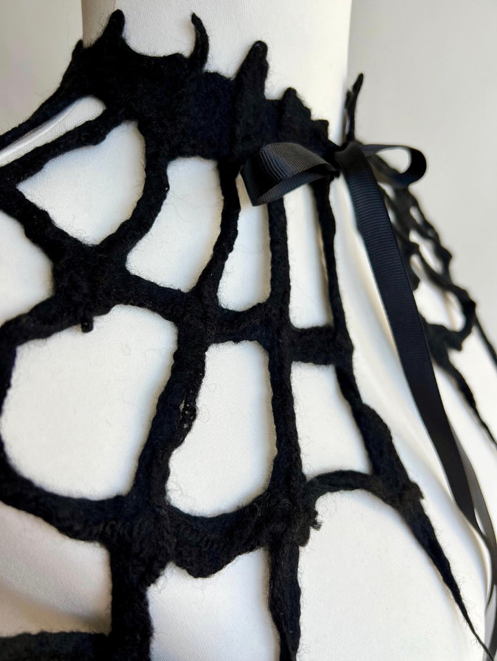 Merino Wool Spiderweb Capelet | Handmade Halloween Collar