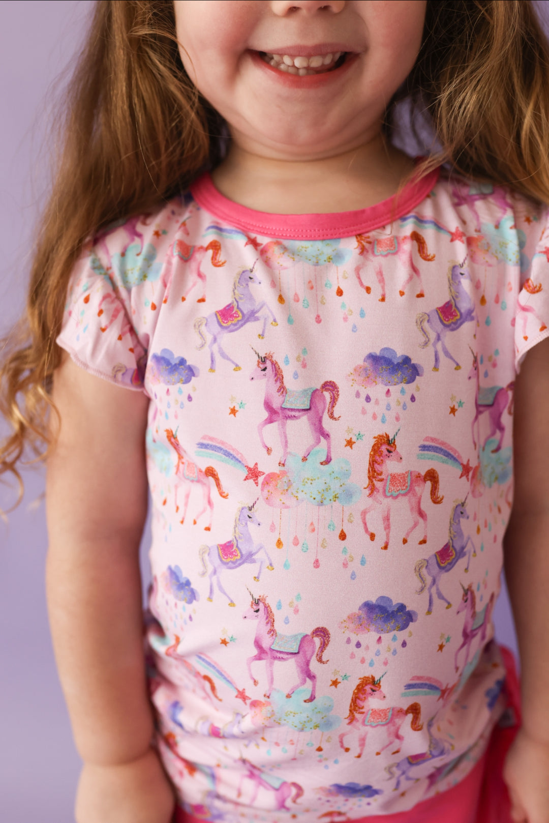 Magical Unicorns- Girls Ruffle Sleeve T-Shirt