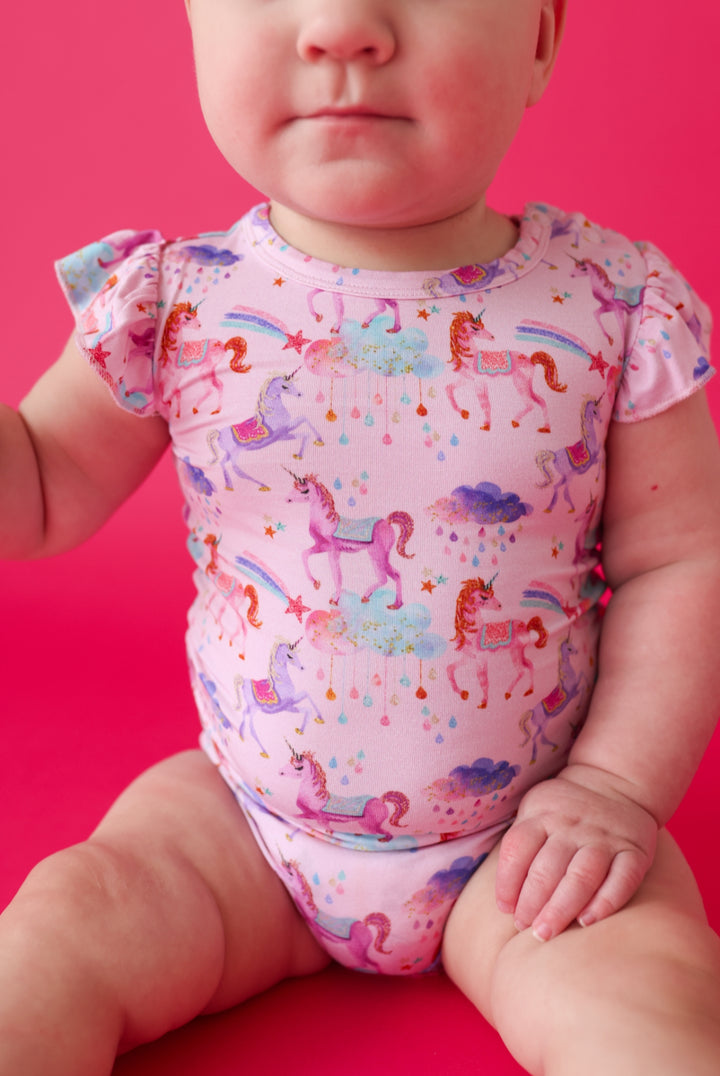 Magical Unicorns- Short Ruffle Sleeve Bodysuit