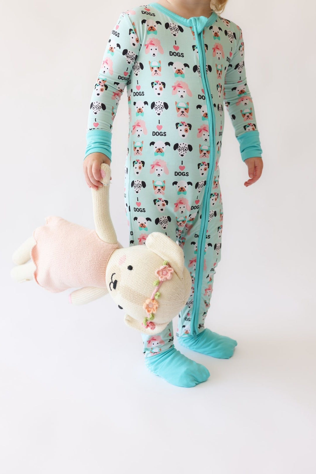 I ❤️ Dogs Bamboo Zip Up Romper Pajamas