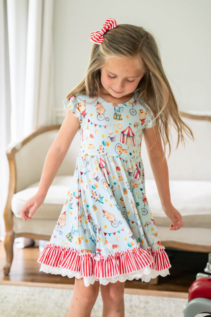 Take Me to the Circus – Girls’ Short Sleeve Twirl Dress