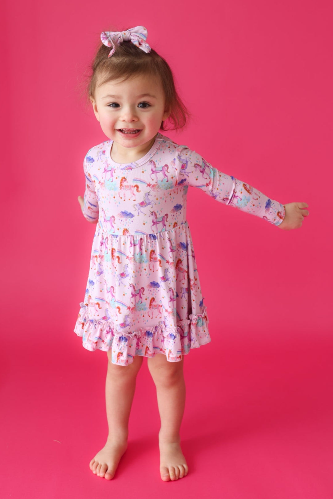 Magical Unicorns- Long Sleeve Girl Twirl Dress