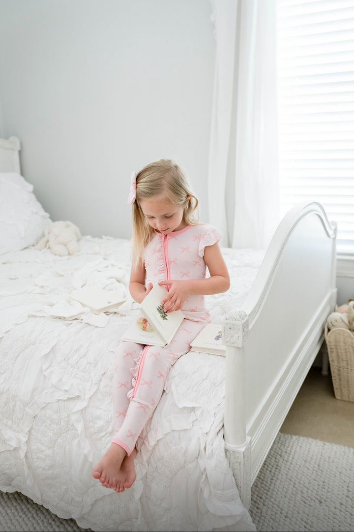 Pink Bows - Bamboo Zipper Pajamas for Baby & Toddlers