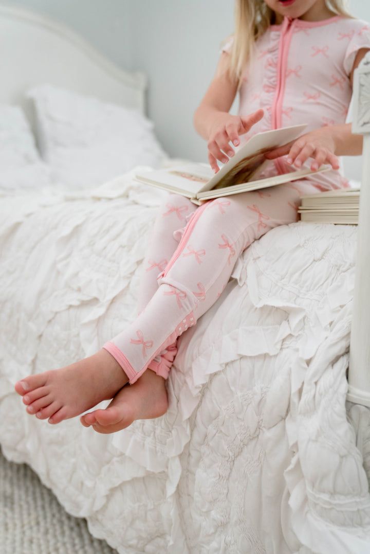 Pink Bows - Bamboo Zipper Pajamas for Baby & Toddlers
