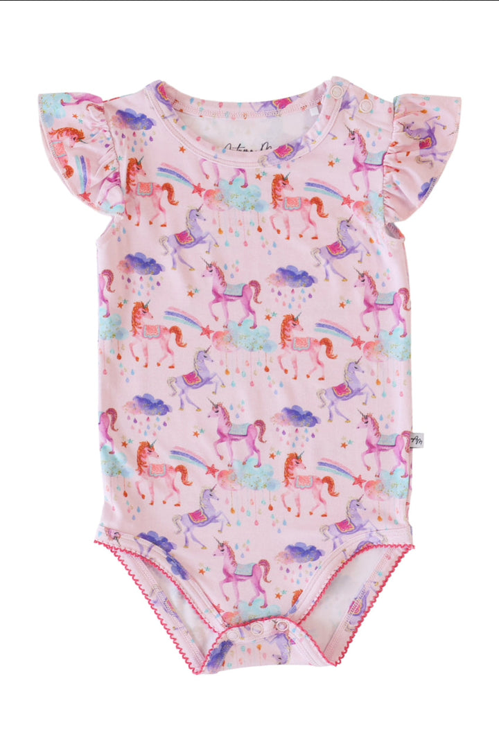 Magical Unicorns- Short Ruffle Sleeve Bodysuit