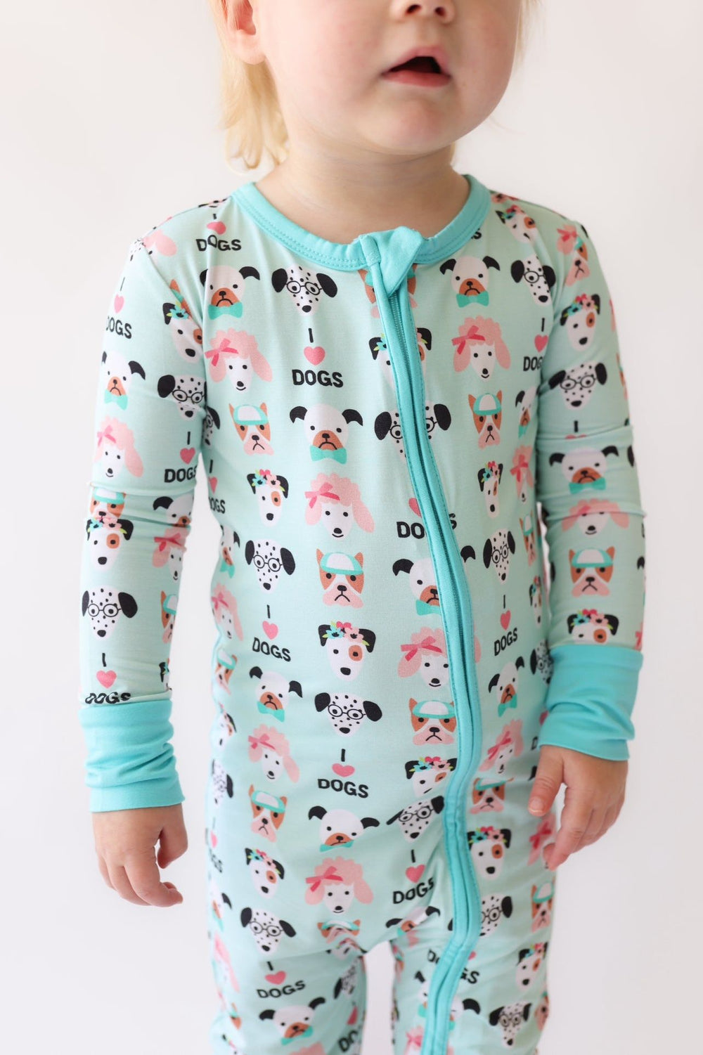 I ❤️ Dogs Bamboo Zip Up Romper Pajamas