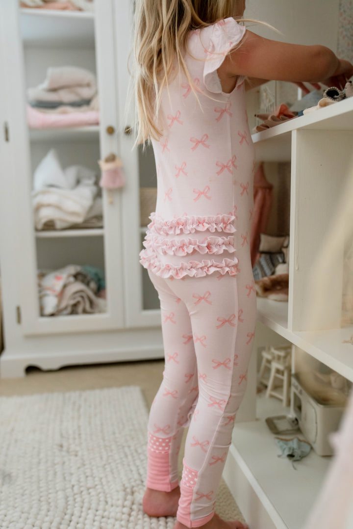 Pink Bows - Bamboo Zipper Pajamas for Baby & Toddlers