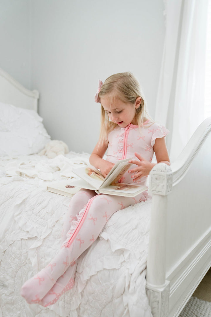Pink Bows - Bamboo Zipper Pajamas for Baby & Toddlers