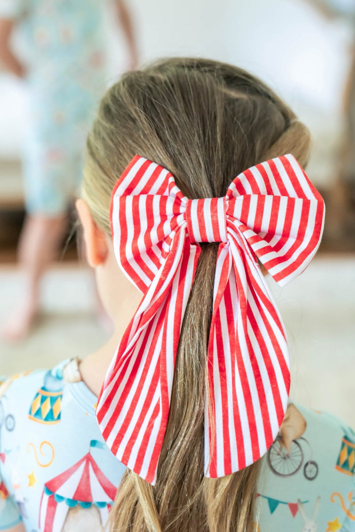 Large Red & White Striped Hair Bow – Take Me to the Circus