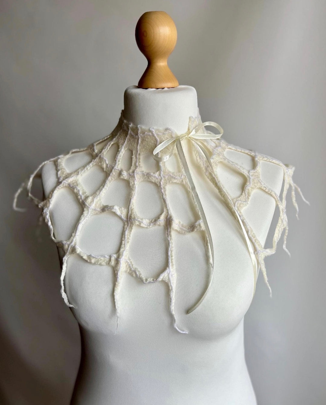 Merino Wool Spiderweb Capelet | Handmade Halloween Collar