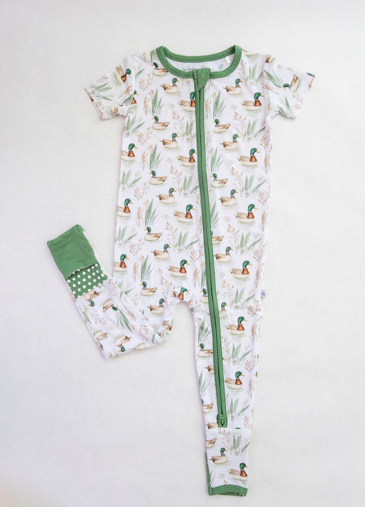 Mallard Ducks - Bamboo Zipper Pajamas – Short Sleeve