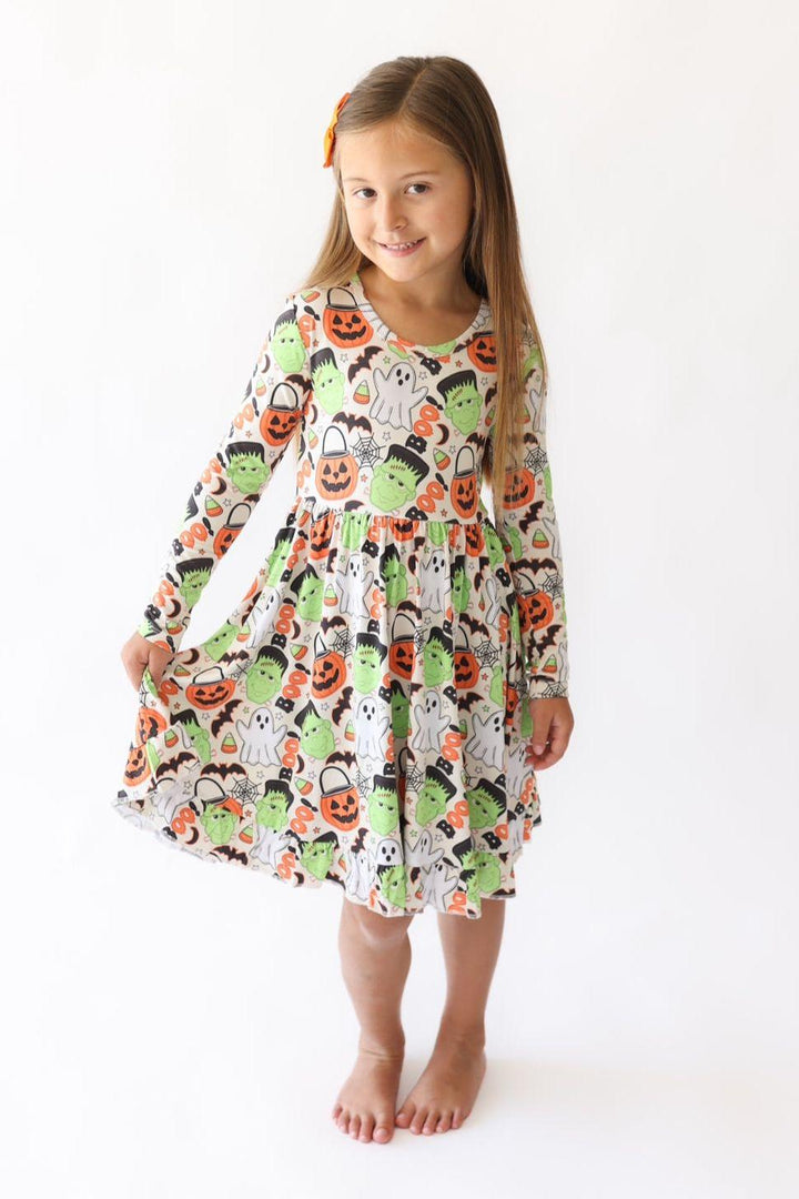 Monster Mash-Up Girls Halloween Twirl Dress