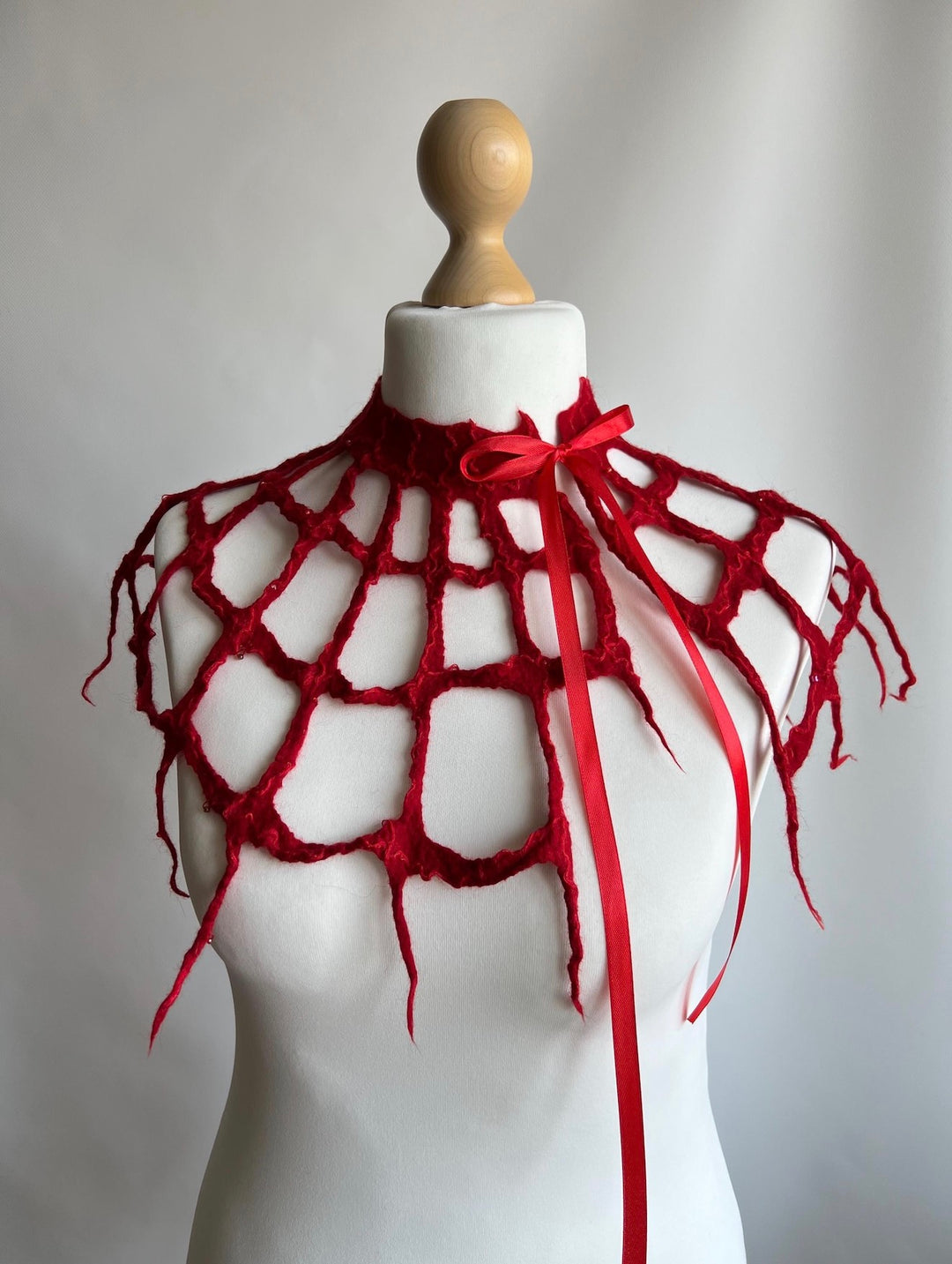 Merino Wool Spiderweb Capelet | Handmade Halloween Collar