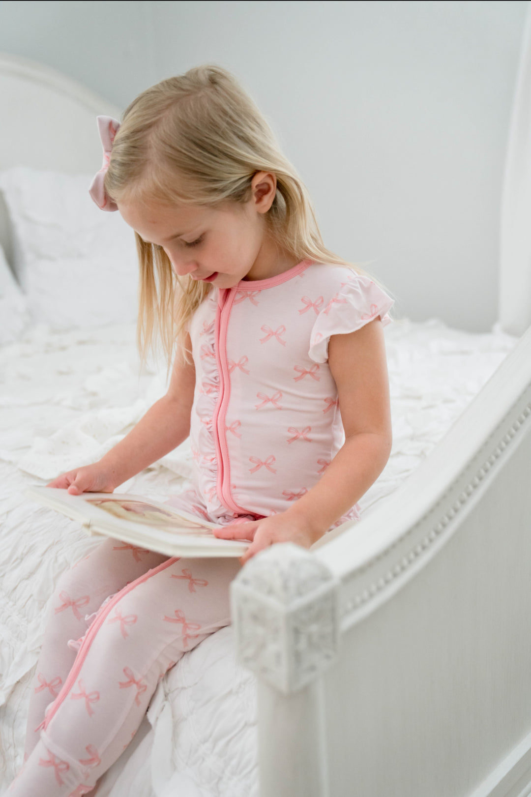 Pink Bows - Bamboo Zipper Pajamas for Baby & Toddlers
