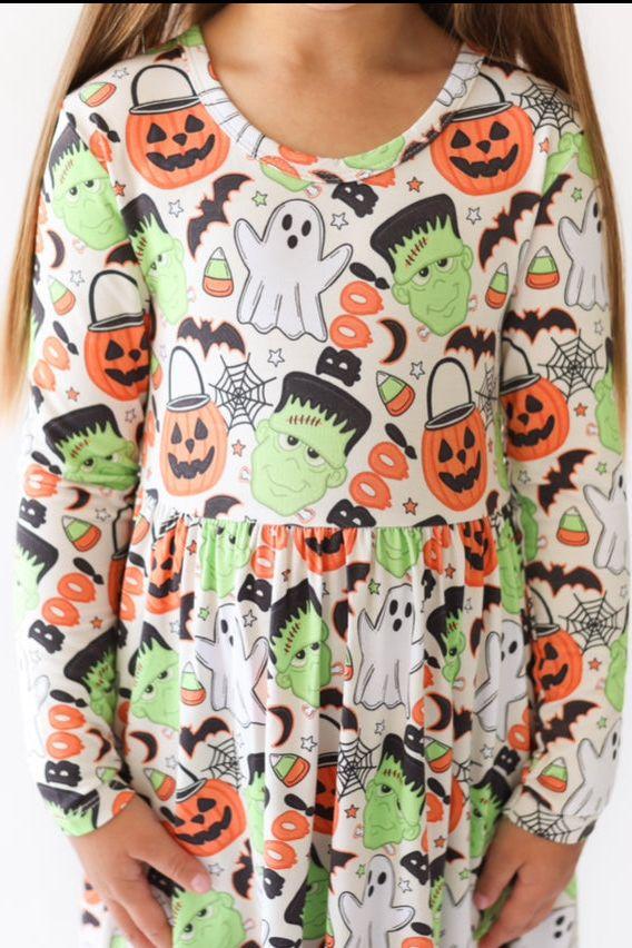 Monster Mash-Up Girls Halloween Twirl Dress