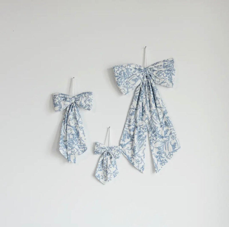 Blue Toile Fabric Bow