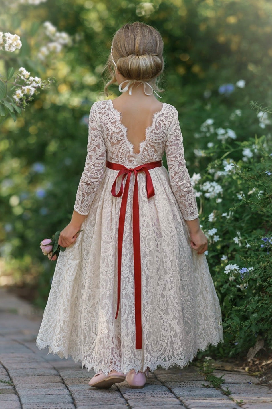 antique ivory lace flower girl gown vintage lace wedding dress child