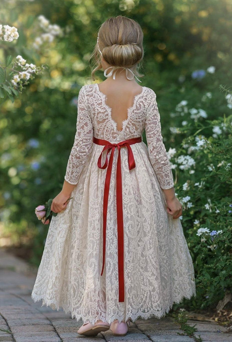 antique ivory lace flower girl gown vintage lace wedding dress child