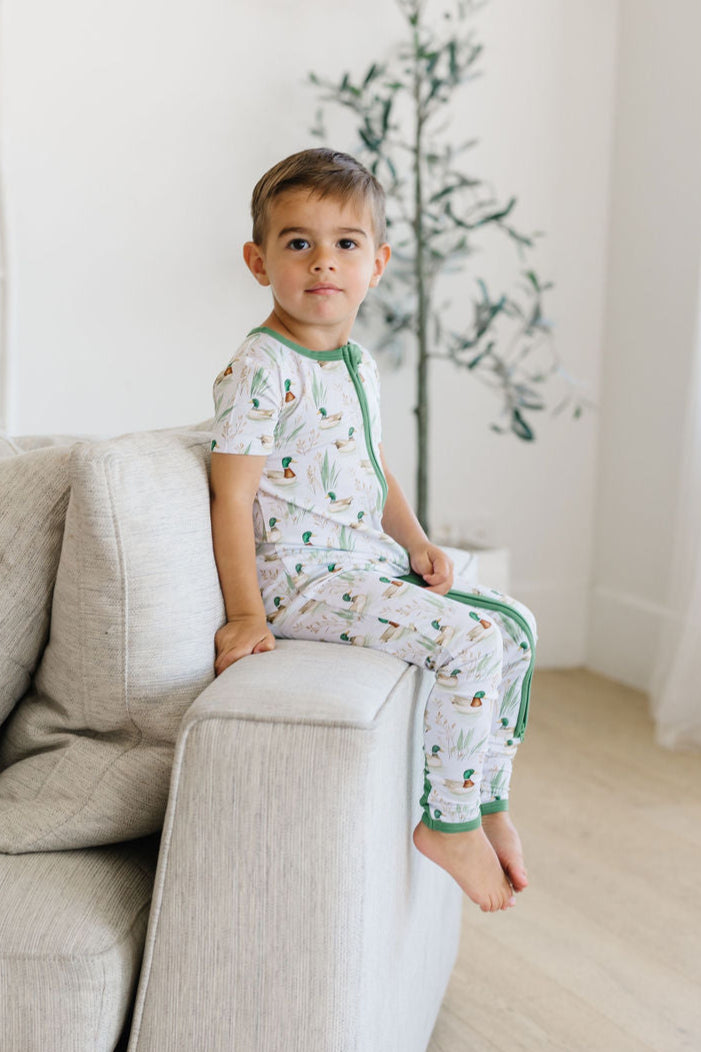 Mallard Ducks - Bamboo Zipper Pajamas – Short Sleeve