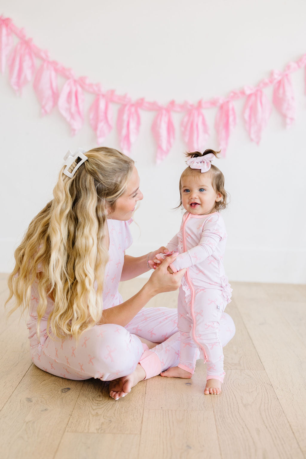 Pink Bows - Bamboo Mommy and Me Pajama Set