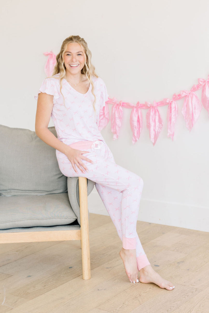 Pink Bows - Bamboo Mommy and Me Pajama Set