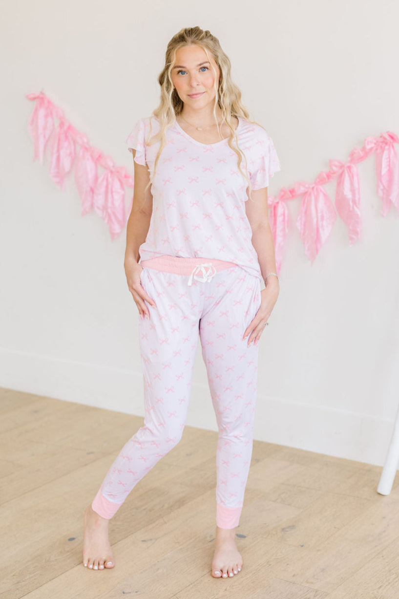 Pink Bows - Bamboo Mommy and Me Pajama Set