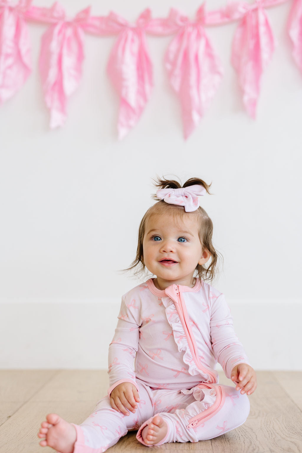 Pink Bows - Bamboo Zipper Pajamas – Convertible Footed Sleeper