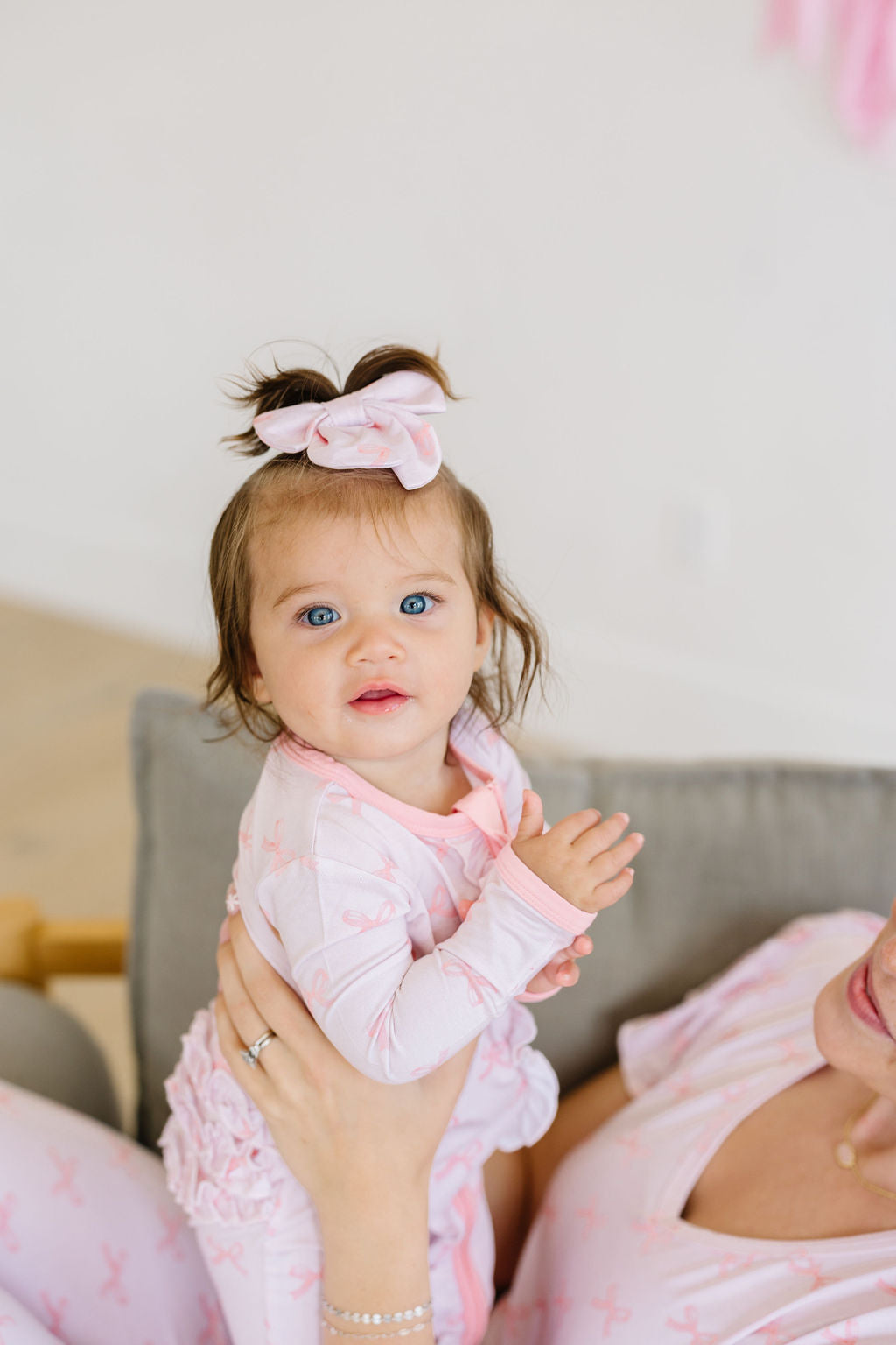 Pink Bows - Bamboo Zipper Pajamas – Convertible Footed Sleeper
