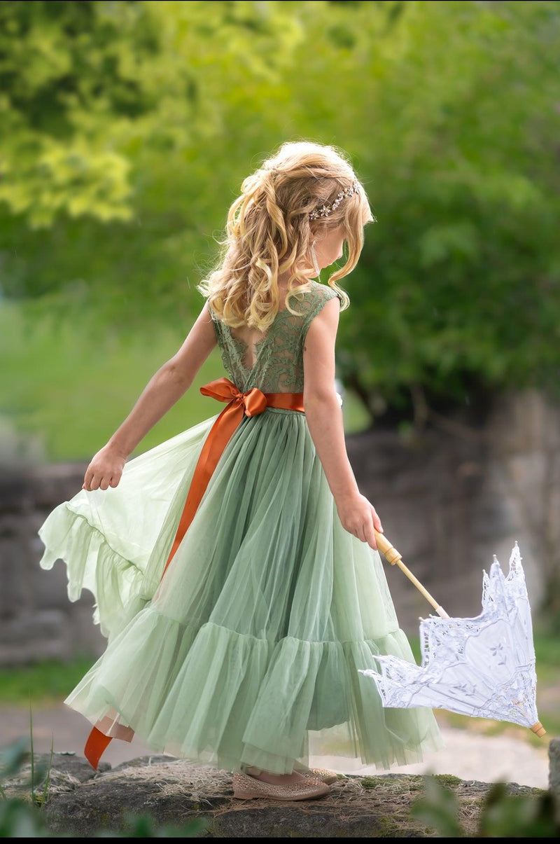 Fable - Flower Girl Dress - Sage Green